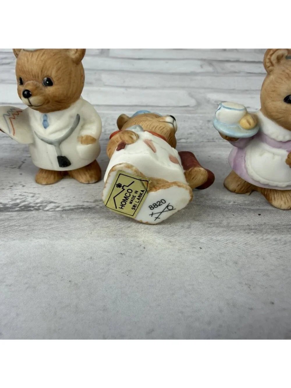 Homco 8820 Ceramic Occupational Career Bears Figurines Set of 4